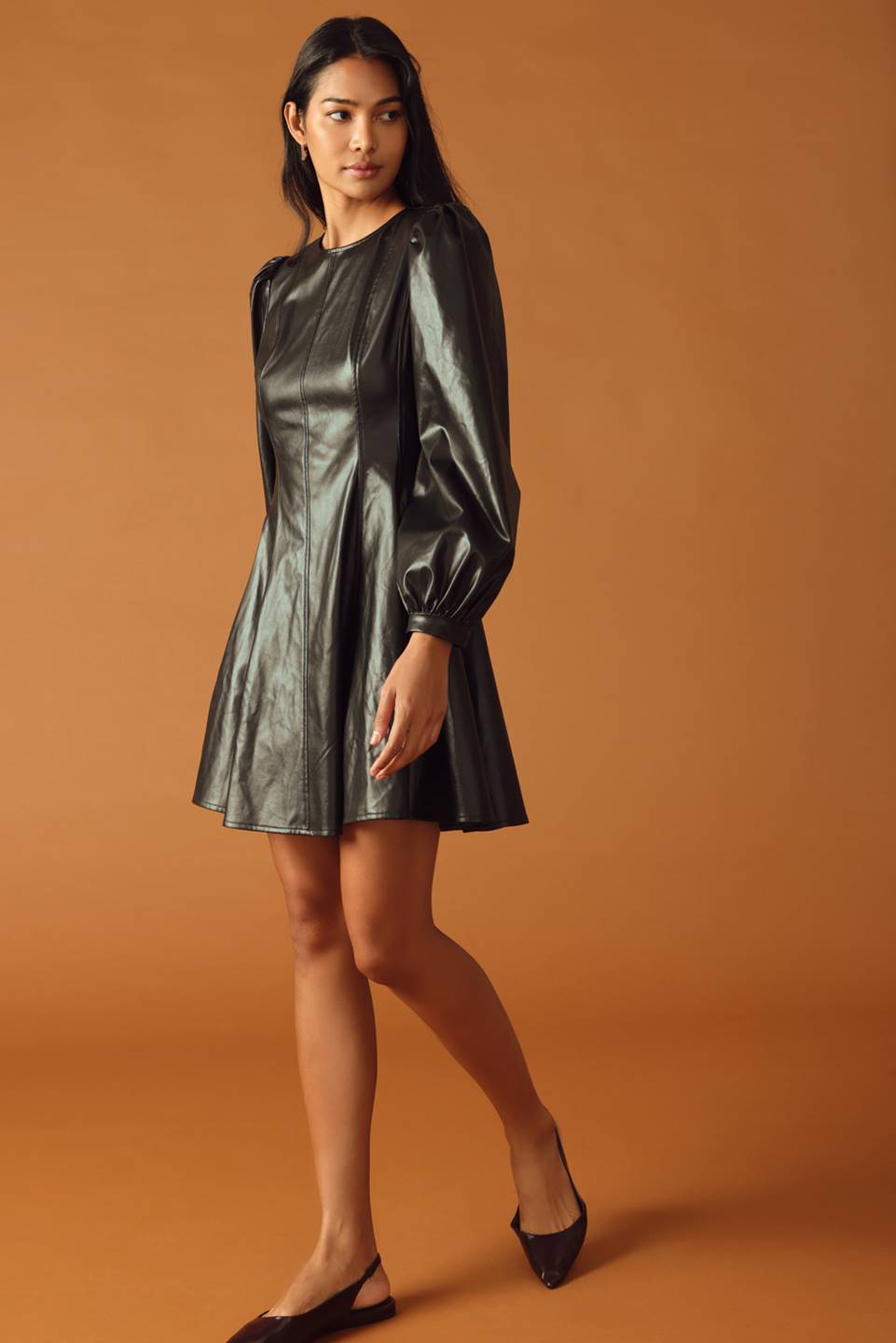 CHANGE OF PACE FAUX LEATHER MINI DRESS Flying Tomato